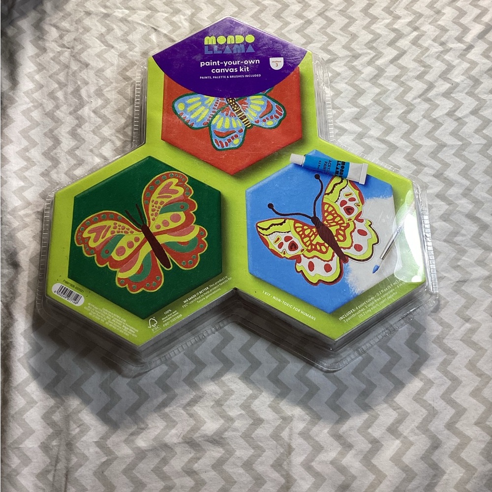 Mondo Llama Paint Your Own Canvas Kit - Butterflies